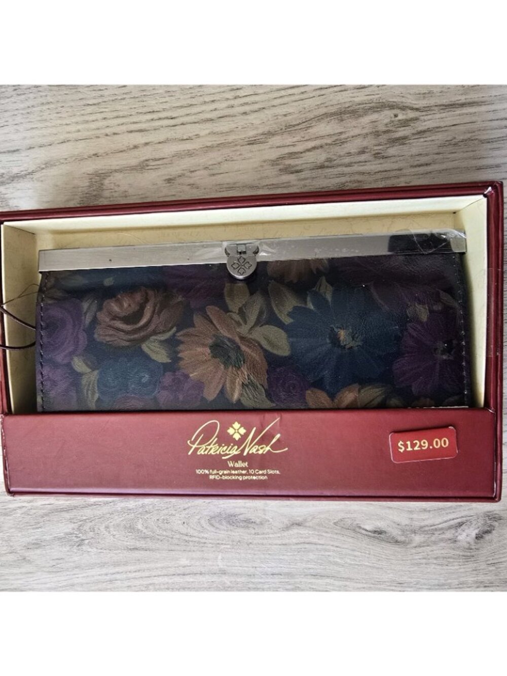Patricia Nash Rustic Cauchy Frame Leather Clutch Wallet Peruvian Painting NWT - Picture 2 of 14